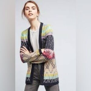Anthropologie Sparrow Cardigan Button Front Fair Isle Nordic - Small